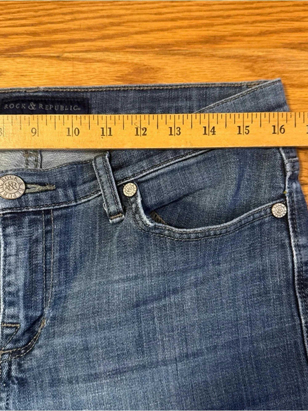 Rock & Republic Roth Jeans Womens Flared Mid Rise Stretch Blue Denim Sz 12 - Picture 3 of 13